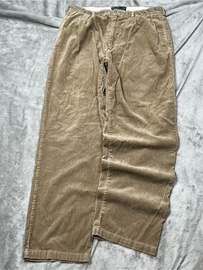 Vintage Polo Ralph Lauren Corduroy Andrew Pants Mens 34x32 Tan Pleated Baggy